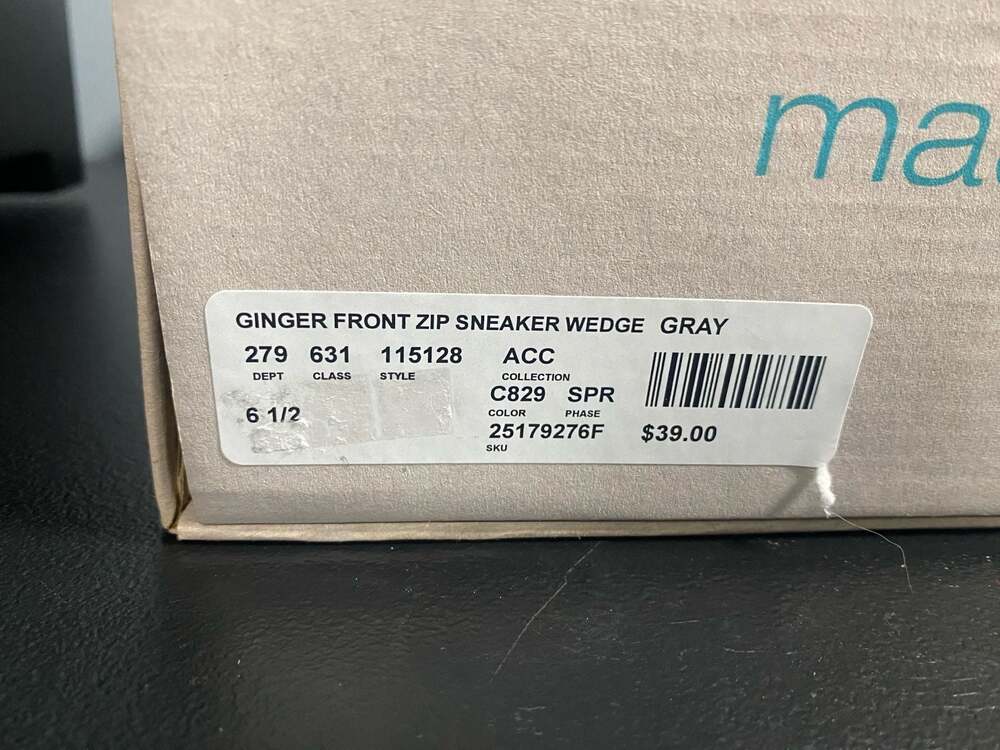 maurices Ginger Front Zip Sneaker Wedge Gray Size 6.5 - Picture 7 of 8